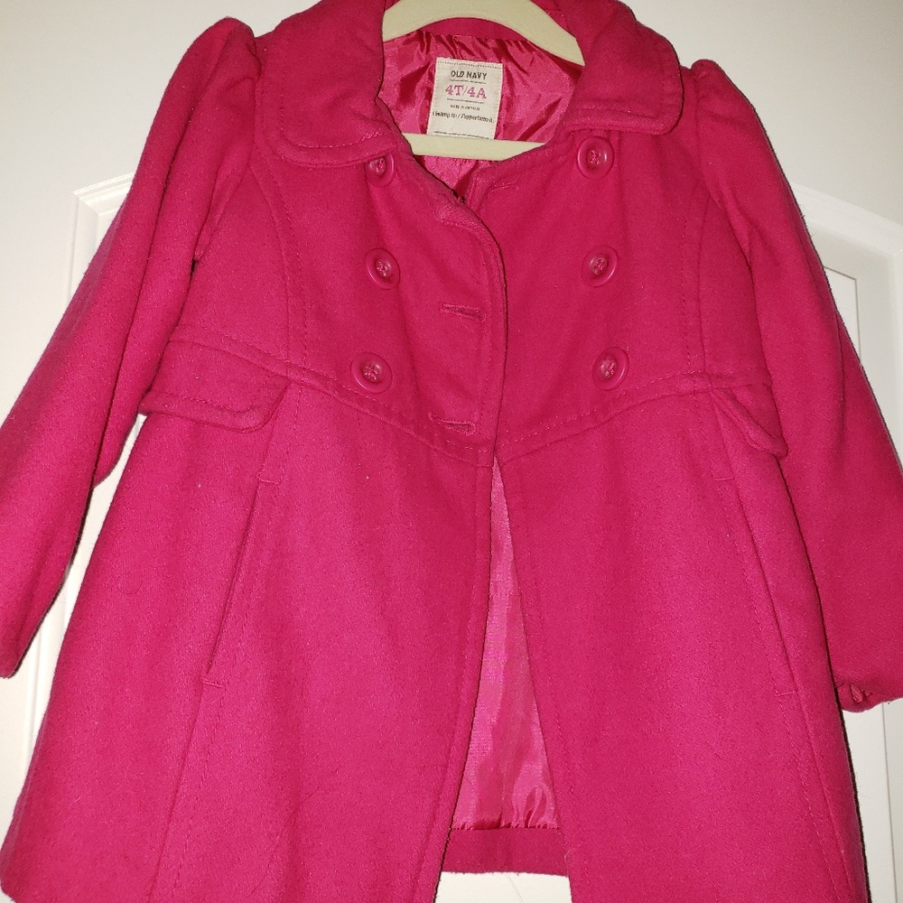 Girls Hot Pink Pea Coat